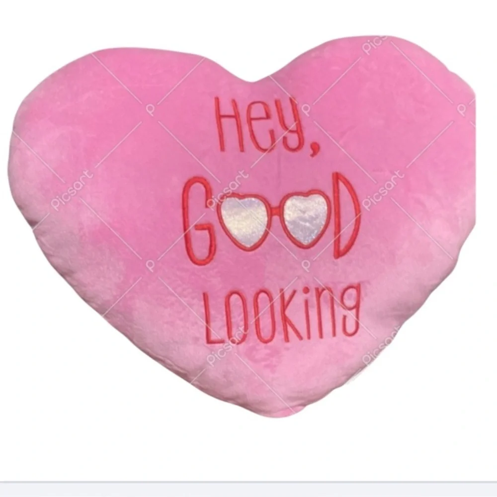 Pink Heart Pillow “Hey Good Looking”